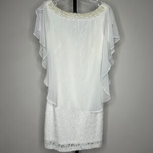 Studio‎ One New York Dress-Size 4-NWT,white cape lace lined chiffon formal guest